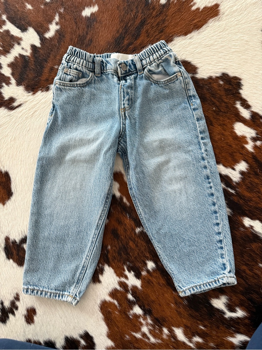 Zara Light Wash Elastic-Waist Kids Jeans